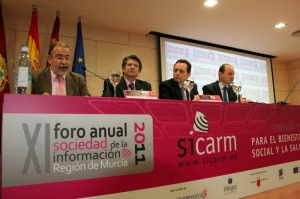 Manuel Garca, presidente del CENTIC, inaugurando la IV Jornada TIC de Lorca, junto a Francisco Jdar y Manuel Escudero
