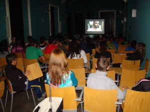 Proyeccin del documental de Carthagonova en la sala de audiovisuales