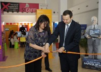 Diego Pedro y la alcaldesa de Los Alczares inaugurando Sicarm 2010 