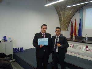 Rubn Lpez Moya. Premio del Colegio Oficial de Ingenieros de Telecomunicacin de la Regin de Murcia (COITeRM). Lo recoge Jos Luis Izquierdo (ETSIT) Telecofrum 2013 